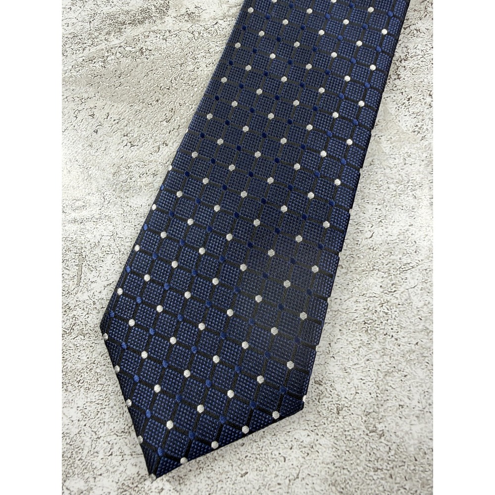 Nick Graham Polyester Tie Mens One Size Blue Geometric Jacquard Logo Classic